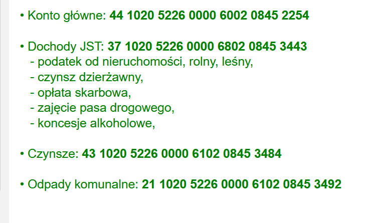 Od 1 maja zmiana numerów kont bankowych gminy Walim