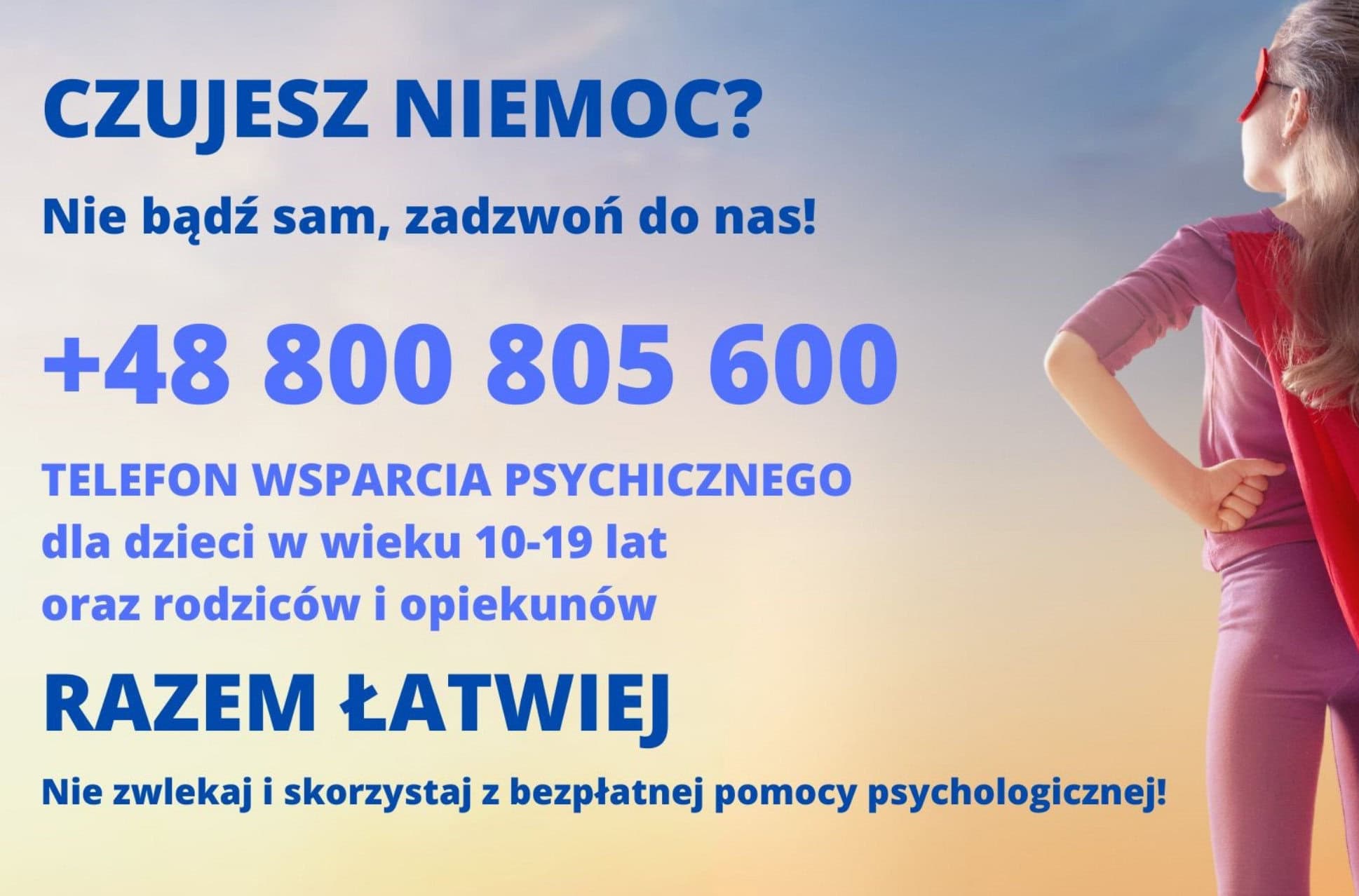 Bezpłatna pomoc psychologiczna dla dzieci i młodzieży