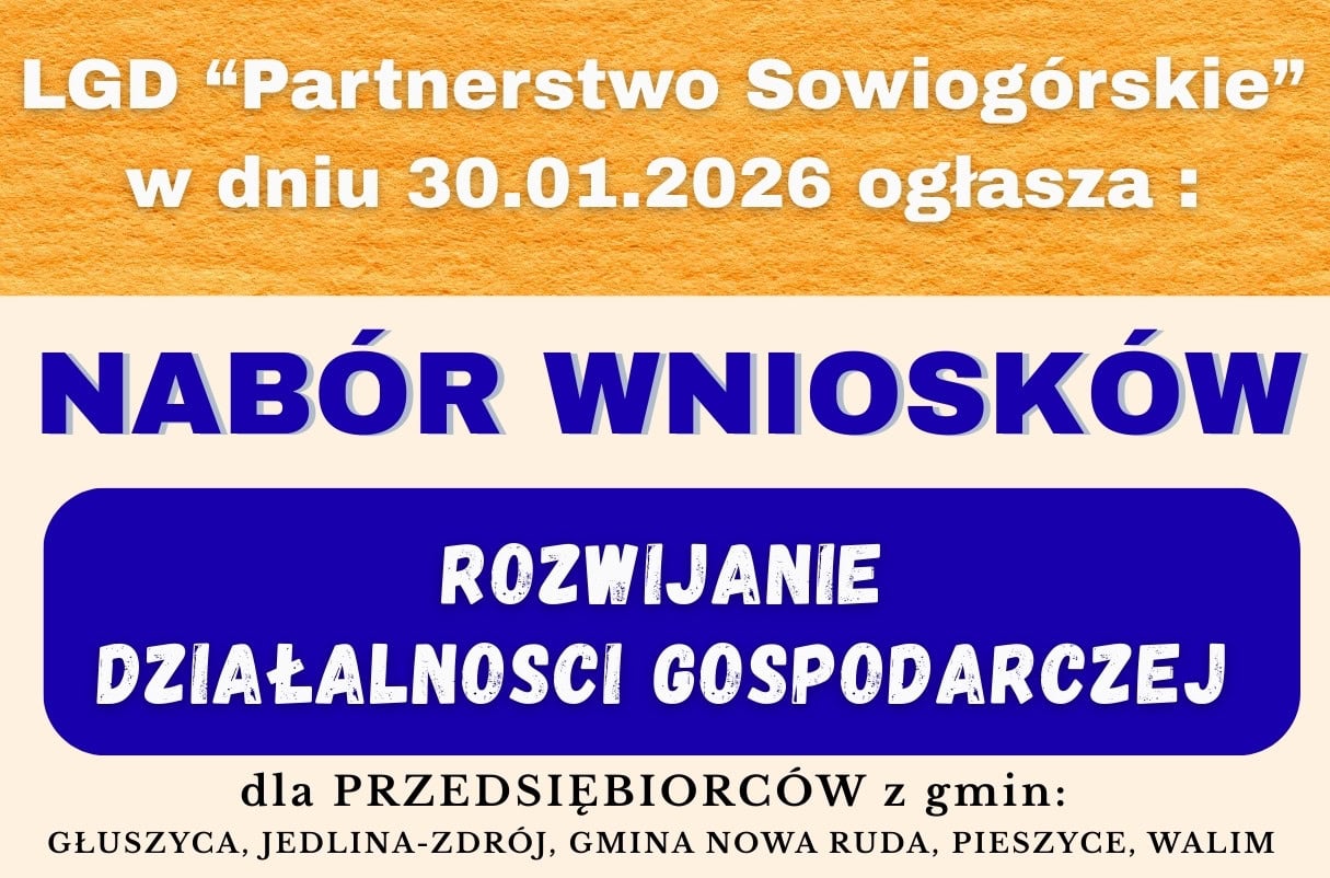LGD „Partnerstwo Sowiogórskie” ogłasza nabór dla przedsiębiorców